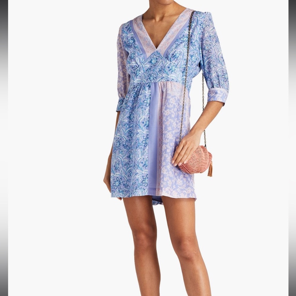 NWOT ANTIK BATIK Floral-Print Cotton And Silk-Blend Voile Mini Dress in size XS